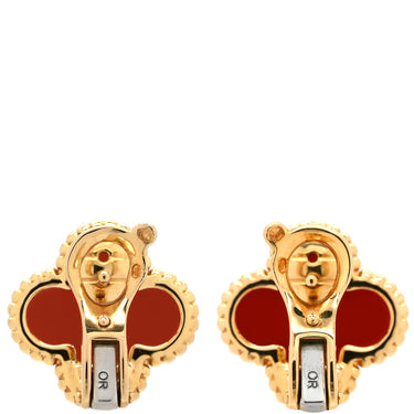 ヴァンクリーフアーペル Van Cleef & Arpels ヴィンテージ アルハンブラ VCARD40400 レッド×イエローゴールド K18YG カーネリアン ピアス 赤 750 18K 18金 カーネリアン 紅玉髄