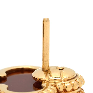 ヴァンクリーフアーペル Van Cleef & Arpels ヴィンテージ アルハンブラ VCARD40400 レッド×イエローゴールド K18YG カーネリアン ピアス 赤 750 18K 18金 カーネリアン 紅玉髄