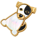 ヴァンクリーフアーペル Van Cleef & Arpels ラッキーアニマルズ ドッグ クリップ VCARP2AU00 パールホワイト×ブラック×イエローゴールド K18YG オニキス マザーオブパール ブローチ Au750 シェル オニキス