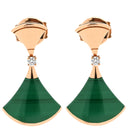 ブルガリ Bvlgari ディーヴァ ドリーム グリーン×ピンクゴールド K18PG ダイヤモンド マラカイト ピアス 18K 750PG 18金 マラカイト 1Pダイヤ
