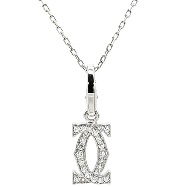 カルティエ Cartier 2C ダイヤ チャーム ネックレス ホワイトゴールド K18WG ダイヤモンド ネックレス Cartier 18K Au750 WG ダイヤモンド