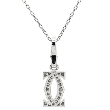 カルティエ Cartier 2C ダイヤ チャーム ネックレス ホワイトゴールド K18WG ダイヤモンド ネックレス Cartier 18K Au750 WG ダイヤモンド
