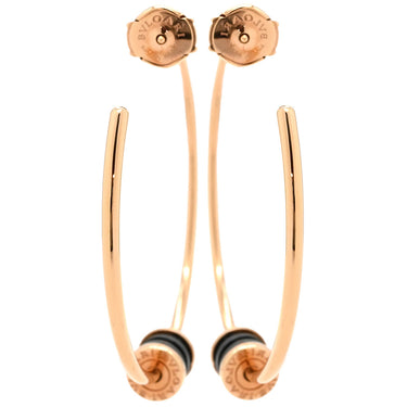 ブルガリ Bvlgari ビーゼロワン フープピアス ブラック×ピンクゴールド K18PG セラミック ピアス B-zero1 750 18K PG 黒 セラミック