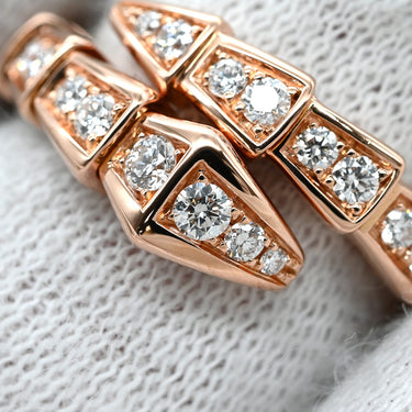 ブルガリ BVLGARI セルペンティ ヴァイパー ダイヤ 355974 ピンクゴールド K18PG ダイヤモンド S リング 指輪 750AU 18金 シングルコイル 9号