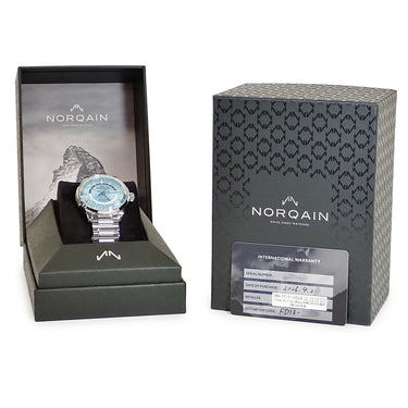 腕時計 ノルケイン NORQAIN フリーダム 60 GMT 40mm アイスブルー NN2100SG/IA211/201SG 自動巻き メンズ 新品同様 デイト 水色