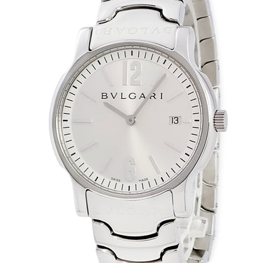 腕時計 ブルガリ BVLGARI ソロテンポ ST35S クオーツ メンズ シルバー サンレイ バー アラビア デイト