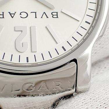 腕時計 ブルガリ BVLGARI ソロテンポ ST35S クオーツ メンズ シルバー サンレイ バー アラビア デイト
