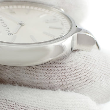 腕時計 ブルガリ BVLGARI ソロテンポ ST35S クオーツ メンズ シルバー サンレイ バー アラビア デイト