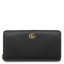 グッチ GUCCI プチマーモント ジップアラウンドウォレット 456117 ブラック レザー 長財布 ゴールド金具 黒 ラウンドファスナー ダブルG