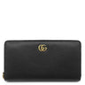 グッチ GUCCI プチマーモント ジップアラウンドウォレット 456117 ブラック レザー 長財布 ゴールド金具 黒 ラウンドファスナー ダブルG