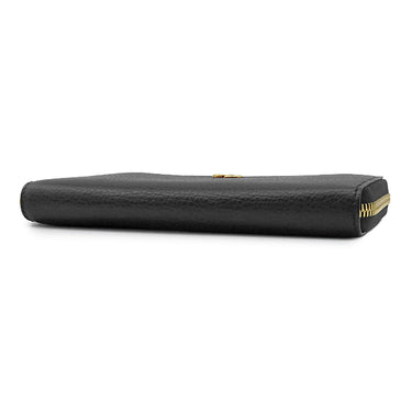 グッチ GUCCI プチマーモント ジップアラウンドウォレット 456117 ブラック レザー 長財布 ゴールド金具 黒 ラウンドファスナー ダブルG
