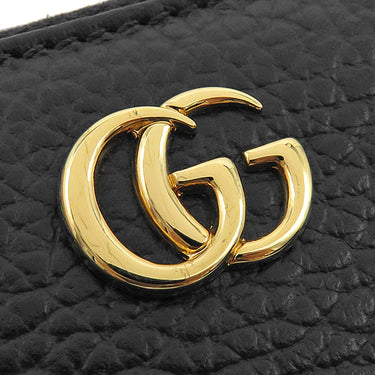 グッチ GUCCI プチマーモント ジップアラウンドウォレット 456117 ブラック レザー 長財布 ゴールド金具 黒 ラウンドファスナー ダブルG