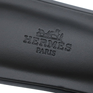 エルメス HERMES オラン H021056Z ブラック ボックスカーフ レザー #39 1/2 サンダル 新品 未使用 H型 黒 白ステッチ フラットサンダル