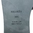 エルメス HERMES オラン H021056Z ブラック ボックスカーフ レザー #38 1/2 サンダル 新品 未使用 H型 黒 白ステッチ フラットサンダル