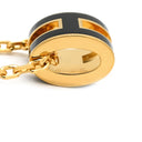 エルメス HERMES ポップアッシュ ミニ ペンダント ブラック×ゴールド GP ラッカー ネックレス Hモチーフ 黒 新品 未使用