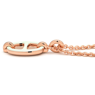 エルメス HERMES ミニマイヨン PM ペンダント ヴェールフィズ GP エナメル ネックレス ローズゴールド金具 ピンクゴールド 緑 シェーヌダンクルモチーフ 新品 未使用
