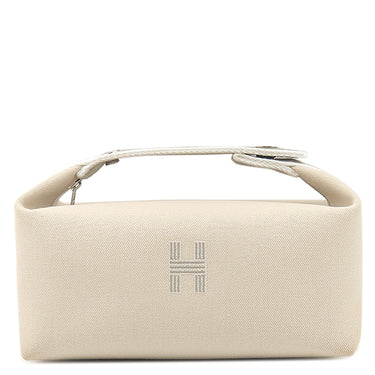 エルメス HERMES ブリッド ア ブラック PM H104222M ナチュラル コットンキャンバス ポーチ シルバー金具 バニティ Hロゴ