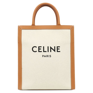 セリーヌ CELINE スモール バーティカル カバ 192082BNZ.02NT ナチュラル×タン キャンバス レザー 2WAYバッグ ゴールド金具 ハンドバッグ ショルダー