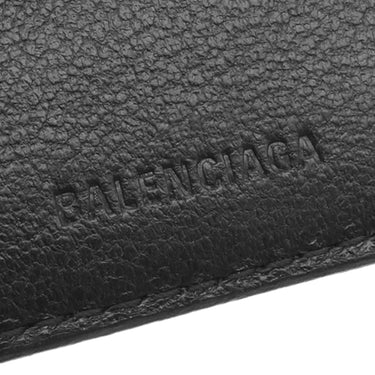 バレンシアガ BALENCIAGA ロゴ コンパクトウォレット 681579 ブラック レザー 二つ折り財布 黒 白 縦型 札入れ カード入れ クロコ型押し