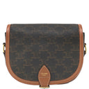 セリーヌ CELINE フォルコ ミディアム タン レザー トリオンフキャンバス ショルダーバッグ ゴールド金具 茶 トリオンフ