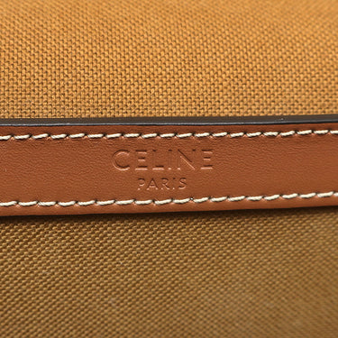 セリーヌ CELINE フォルコ ミディアム タン レザー トリオンフキャンバス ショルダーバッグ ゴールド金具 茶 トリオンフ
