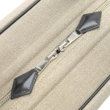 エルメス HERMES サックアンヴィ36 ベージュ×ブラック キャンバス カーフ ハンドバッグ 黒 オレンジ系 ボストンバッグ