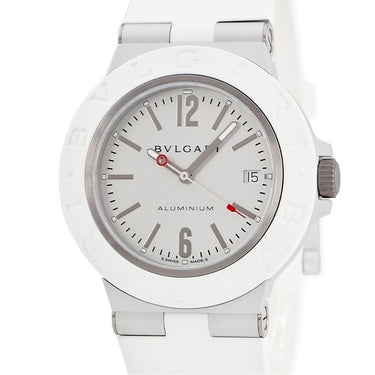 腕時計 ブルガリ Bvlgari アルミニウム 103964 BB40AT 自動巻き メンズ 新品同様 デイト バー アラビア シルバー ホワイト 限定