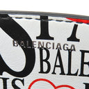 バレンシアガ BALENCIAGA ボンジュールパリ ショッピングトート XXS ホワイト×ブラック×レッド レザー ショルダーバッグ シルバー金具 白 黒 赤 ハンドバッグ ショルダー