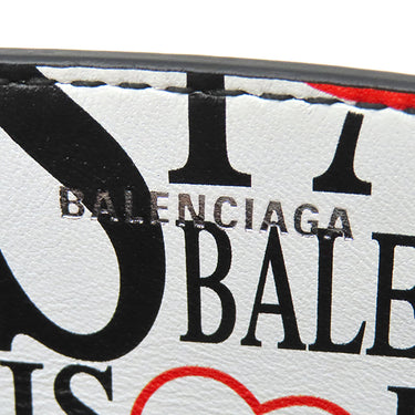 バレンシアガ BALENCIAGA ボンジュールパリ ショッピングトート XXS ホワイト×ブラック×レッド レザー ショルダーバッグ シルバー金具 白 黒 赤 ハンドバッグ ショルダー