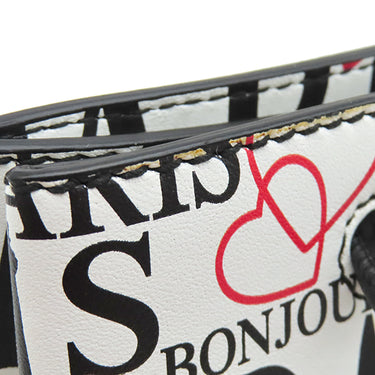 バレンシアガ BALENCIAGA ボンジュールパリ ショッピングトート XXS ホワイト×ブラック×レッド レザー ショルダーバッグ シルバー金具 白 黒 赤 ハンドバッグ ショルダー
