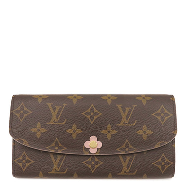ルイヴィトン LOUIS VUITTON ポルトフォイユ エミリー M64202 モノグラム×ホットピンク モノグラムキャンバス 長財布 ゴールド金具 フラワーチャーム 二つ折り