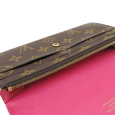 ルイヴィトン LOUIS VUITTON ポルトフォイユ エミリー M64202 モノグラム×ホットピンク モノグラムキャンバス 長財布 ゴールド金具 フラワーチャーム 二つ折り