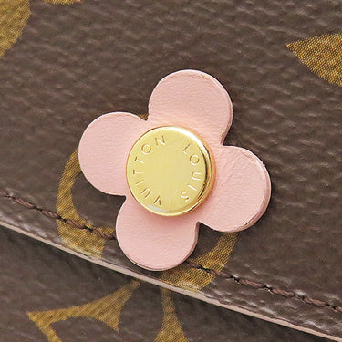 ルイヴィトン LOUIS VUITTON ポルトフォイユ エミリー M64202 モノグラム×ホットピンク モノグラムキャンバス 長財布 ゴールド金具 フラワーチャーム 二つ折り