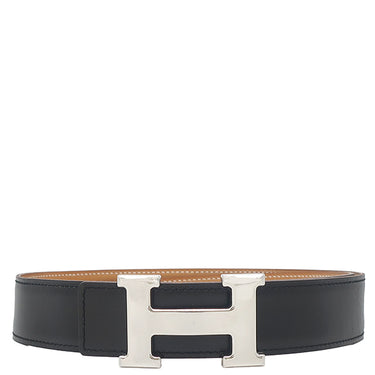 エルメス HERMES コンスタンスH #95 ブラック×ゴールド ボックスカーフ #80 ベルト シルバー金具 Hバックル リバーシブル キット