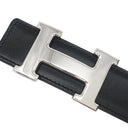 エルメス HERMES コンスタンスH #95 ブラック×ゴールド ボックスカーフ #80 ベルト シルバー金具 Hバックル リバーシブル キット