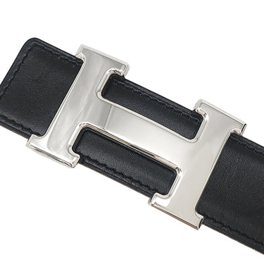 エルメス HERMES コンスタンスH #95 ブラック×ゴールド ボックスカーフ #80 ベルト シルバー金具 Hバックル リバーシブル キット