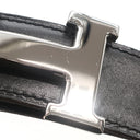 エルメス HERMES コンスタンスH #95 ブラック×ゴールド ボックスカーフ #80 ベルト シルバー金具 Hバックル リバーシブル キット