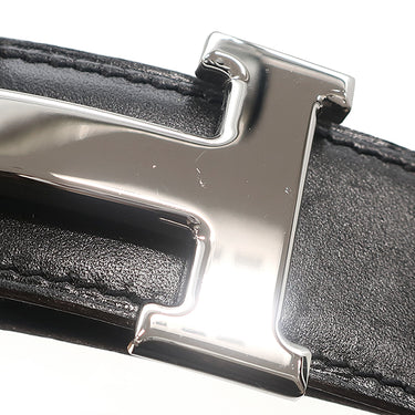 エルメス HERMES コンスタンスH #95 ブラック×ゴールド ボックスカーフ #80 ベルト シルバー金具 Hバックル リバーシブル キット