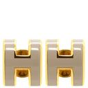 エルメス HERMES ポップアッシュ Hピアス ミニ マロングラッセ×ゴールド GP エナメル ピアス H型