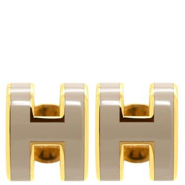 エルメス HERMES ポップアッシュ Hピアス ミニ マロングラッセ×ゴールド GP エナメル ピアス H型
