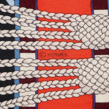 エルメス Hermes カレ140 カレジェアン レッド×ブルー×マルチカラー カシミヤ シルク ストール 【ジグザグのサングル】