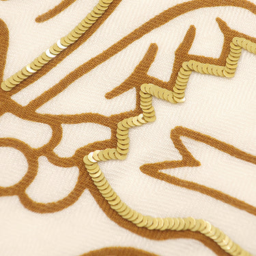 エルメス Hermes カレ140 カレジェアン ベージュ×レッド×ネイビー カシミヤ シルク スパンコール ストール スパンコール　【カシュ カシュ フルリ】