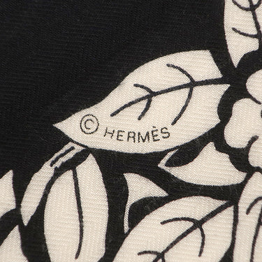 エルメス HERMES カレ140 カレジェアン ブラック×ホワイト カシミヤ シルク ストール 【JUNGLE LOVE /ジャングルラブ】