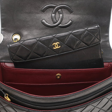 シャネル CHANEL マトラッセ 27 チェーンショルダー ブラック ラムスキン ショルダーバッグ ゴールド金具 シングルフラップ 黒