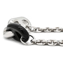 エルメス HERMES マイヨン ブラック×シルバー メタル ラッカー バッファローホーン ネックレス 白 PG金具 シェーヌダンクル 3モチーフ