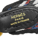 エルメス HERMES バンドリエール サングル ジグザグ ブラック×ホワイト×ディープブルー コットン ヴォースイフト トワルコットン ショルダーストラップ シルバー金具 2024年製