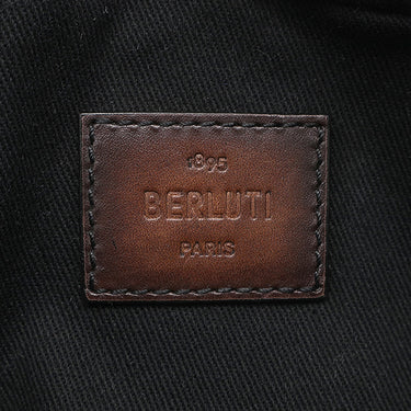 ベルルッティ BERLUTI エクスプローラー ボディバッグ ブラック PVCコーティングキャンバス ヴェネチアンレザー ボディバッグ シルバー金具 黒