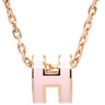 エルメス HERMES ポップアッシュ ミニ ペンダント ローズドラジェ×ローズゴールド GP ラッカー ネックレス ピンクゴールド金具 Hモチーフ 新品 未使用 ピンク