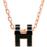 エルメス Hermes ポップアッシュ ミニ ペンダント ブラックXローズゴールド GP ラッカー ネックレス ピンクゴールド 黒 Hモチーフ 新品 未使用