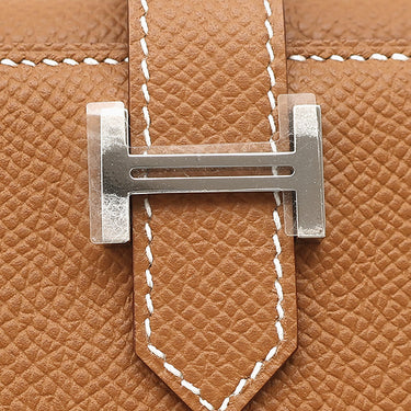 エルメス HERMES ベアン コンビネ ゴールド ヴォーエプソン 三つ折り財布 シルバー金具 茶 2025年製